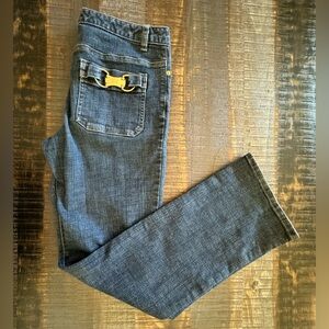 👖Michael Kors Women’s Denim Jeans Boot Cut Size 6 Gold Accent Buckle